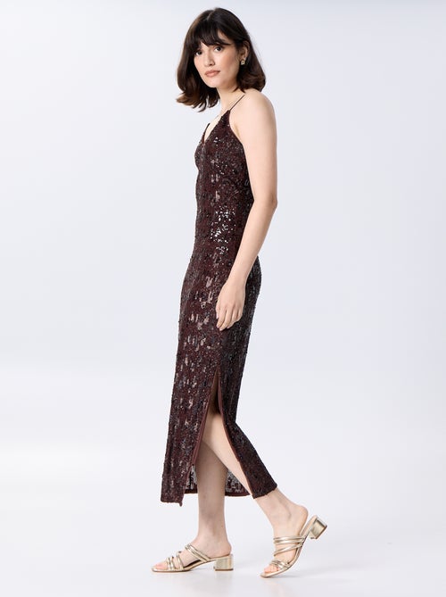 Vestido comprido de lantejoulas - Kiabi