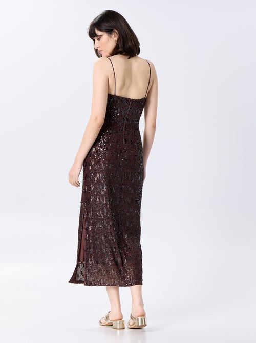 Vestido comprido de lantejoulas - Kiabi