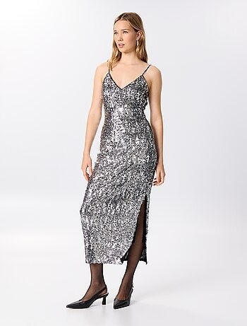 Vestido comprido de lantejoulas