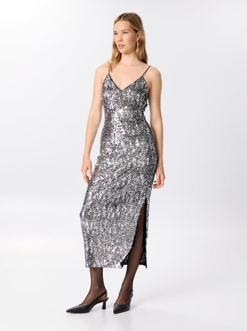 Vestido comprido de lantejoulas - Kiabi