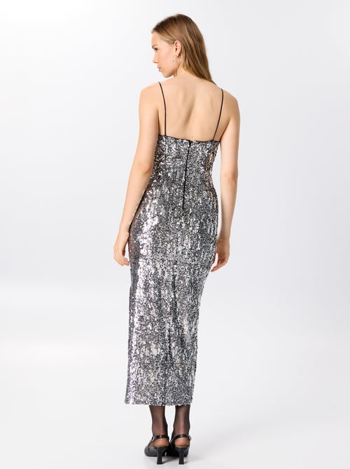 Vestido comprido de lantejoulas - Kiabi