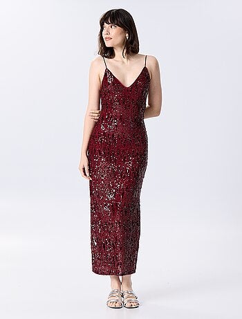 Vestido comprido de lantejoulas