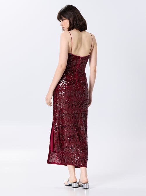 Vestido comprido de lantejoulas - Kiabi