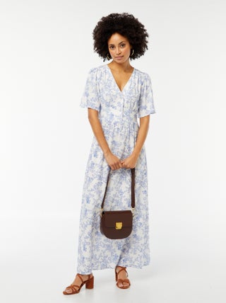 Vestido comprido de linho misturado