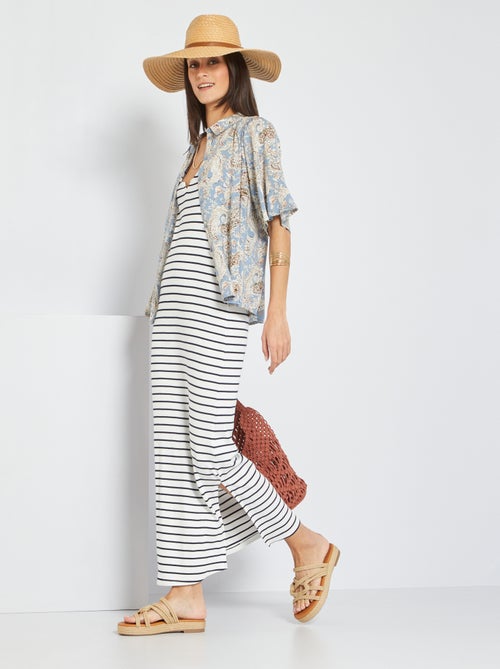 Vestido comprido de malha canelada - Kiabi