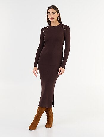 Vestido comprido de malha canelada