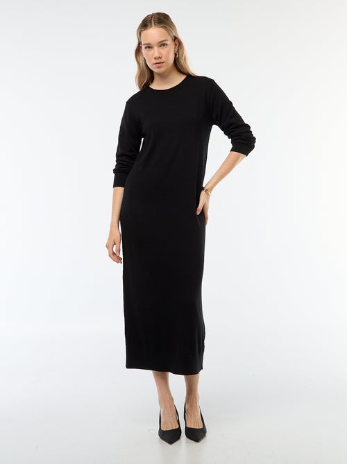 Vestido comprido de malha com mangas compridas - Kiabi