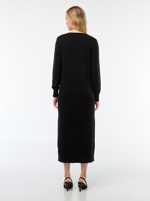 Vestido comprido de malha com mangas compridas - Kiabi