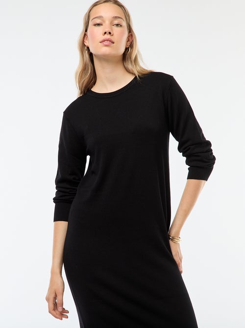 Vestido comprido de malha com mangas compridas - Kiabi