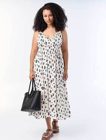 Vestido comprido de malha crepe com alças finas