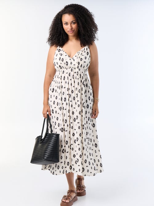 Vestido comprido de malha crepe com alças finas - Kiabi