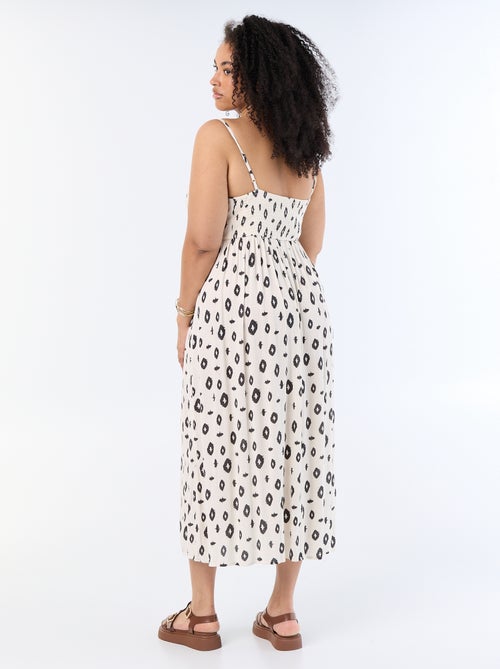 Vestido comprido de malha crepe com alças finas - Kiabi