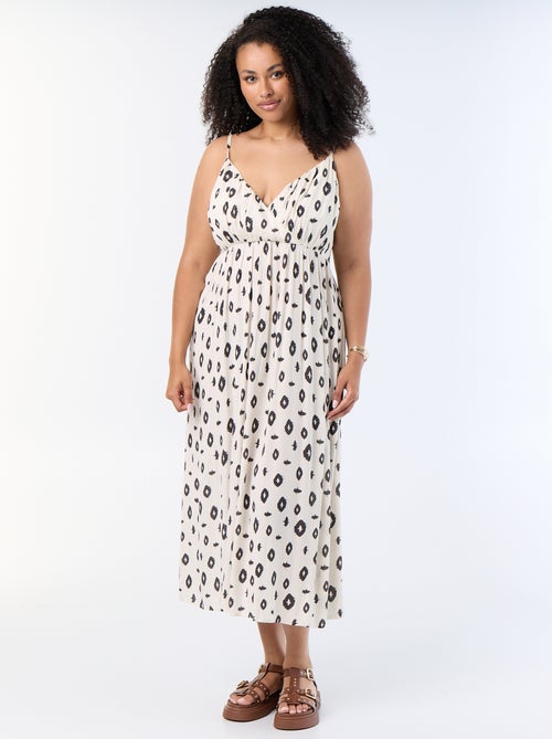 Vestido comprido de malha crepe com alças finas - Kiabi