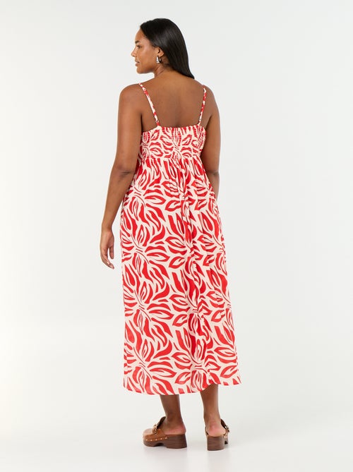 Vestido comprido de malha crepe com alças finas - Kiabi