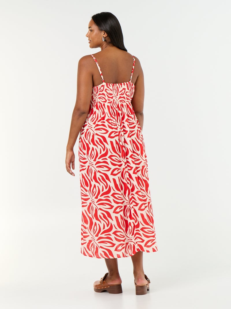 Vestido comprido de malha crepe com alças finas Vermelho - Kiabi