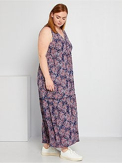 Vestido comprido de malha estampada 'flores' - Kiabi