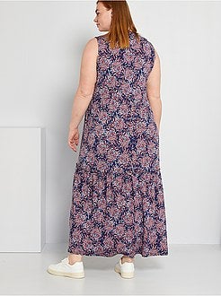 Vestido comprido de malha estampada 'flores' - Kiabi