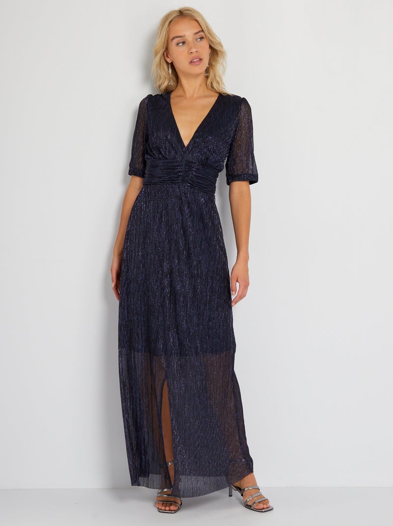 Vestido comprido de malha plissada VIOLETA - Kiabi
