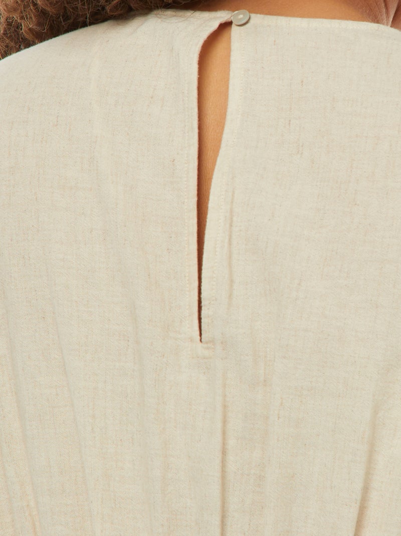 Vestido comprido de manga curta e base em camadas Bege - Kiabi