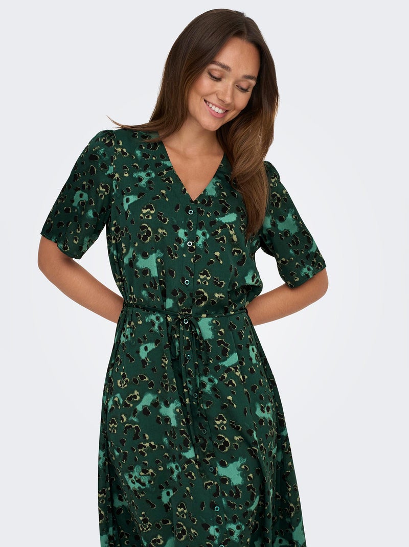 Vestido comprido de manga curta 'JDY' VERDE - Kiabi