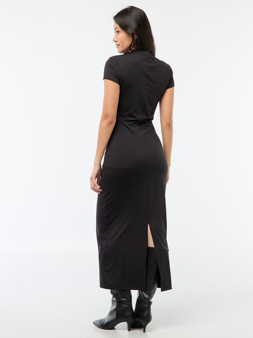 Vestido comprido de manga curta liso - Kiabi