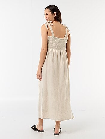 Vestido comprido de maternidade com costas nuas