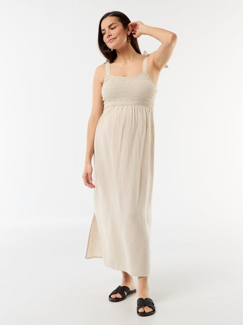 Vestido comprido de maternidade com costas nuas - Kiabi Vestido comprido de maternidade com costas nuas - Kiabi