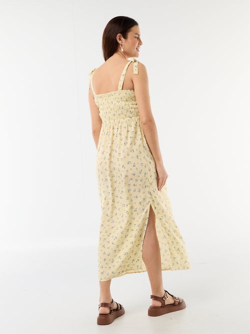 Vestido comprido de maternidade com smock - Kiabi