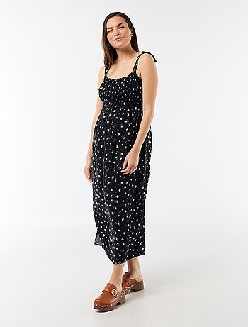 Vestido comprido de maternidade com smock