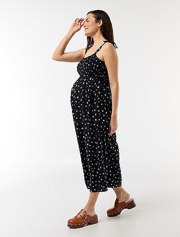 Vestido comprido de maternidade com smock