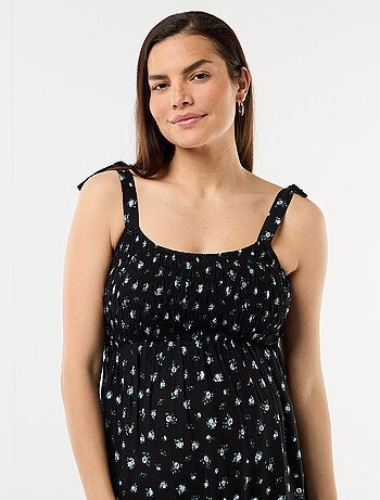 Vestido comprido de maternidade com smock
