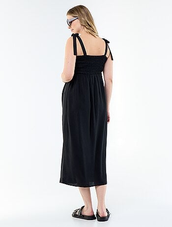 Vestido comprido de maternidade com smock