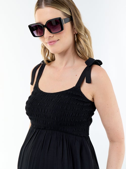 Vestido comprido de maternidade com smock - Kiabi Vestido comprido de maternidade com smock - Kiabi