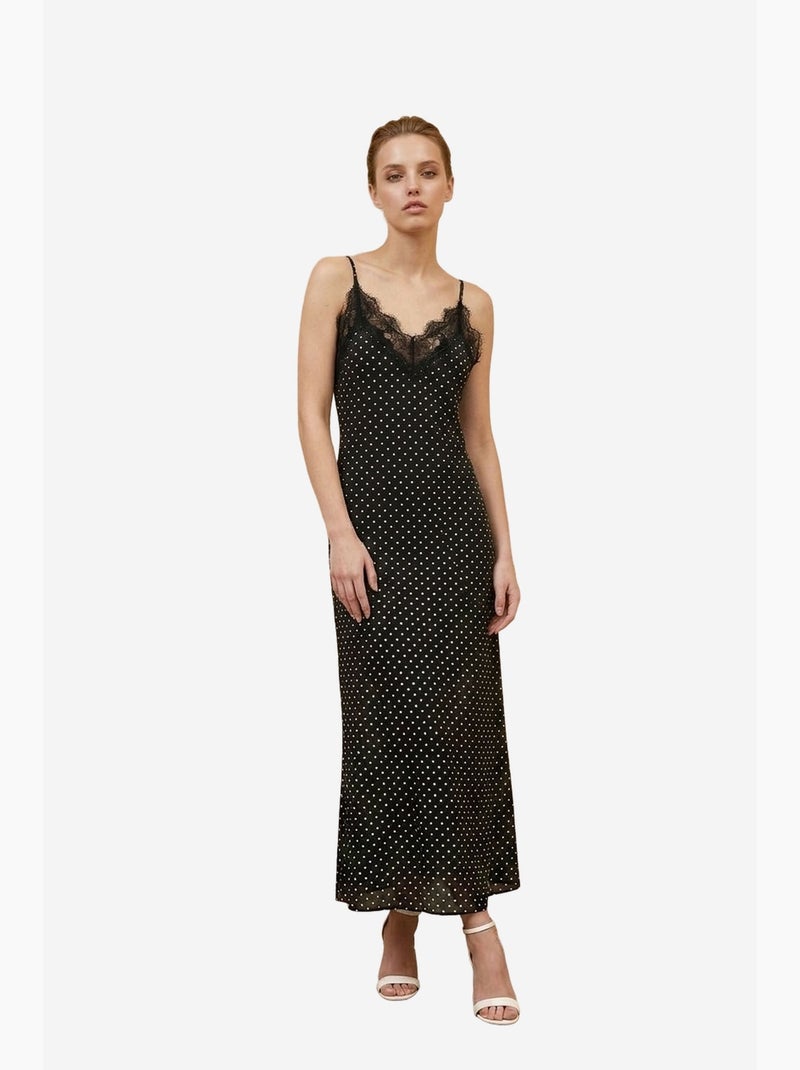 Vestido comprido de mulher em chiffon de bolas my fashion Preto - Kiabi