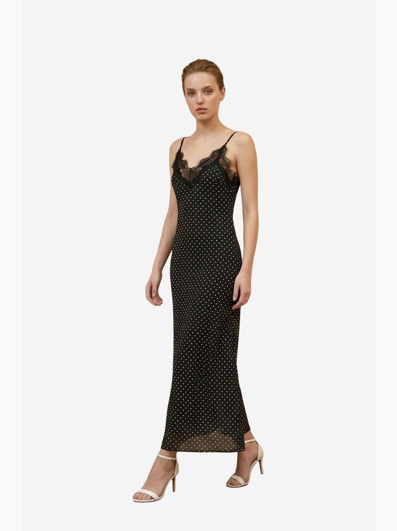 Vestido comprido de mulher em chiffon de bolas my fashion Preto - Kiabi
