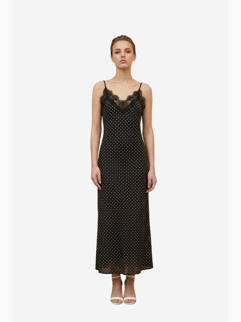 Vestido comprido de mulher em chiffon de bolas my fashion Preto - Kiabi