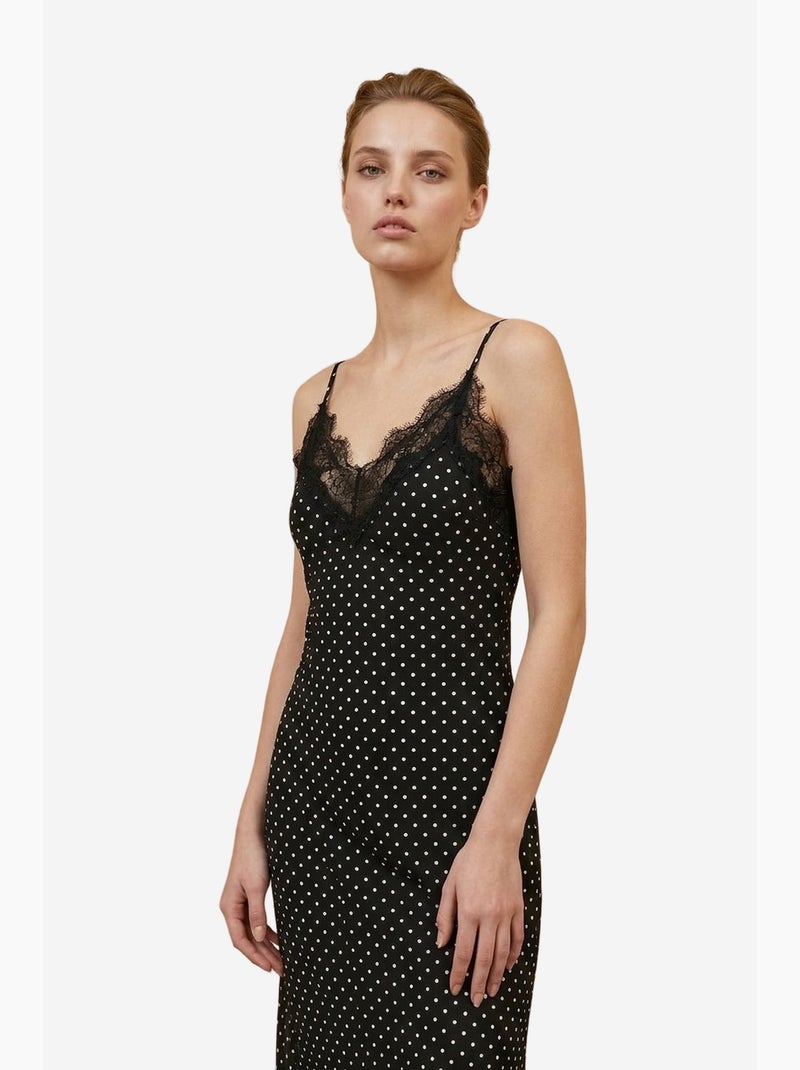 Vestido comprido de mulher em chiffon de bolas my fashion Preto - Kiabi
