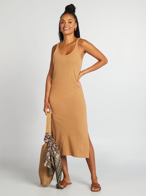 Vestido comprido de praia em linho - Kiabi