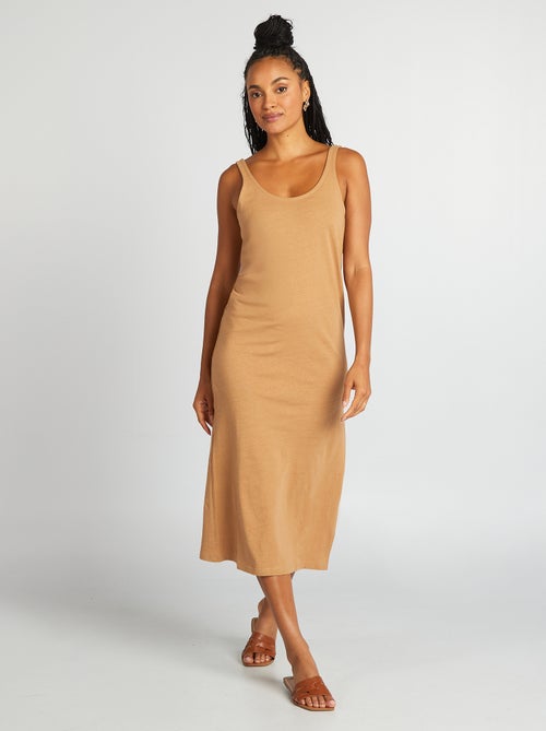 Vestido comprido de praia em linho - Kiabi