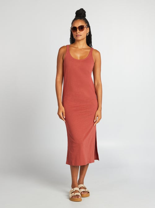 Vestido comprido de praia em linho - Kiabi