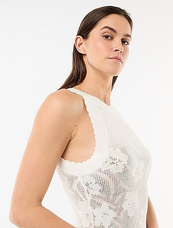 Vestido comprido de praia em malha crochet