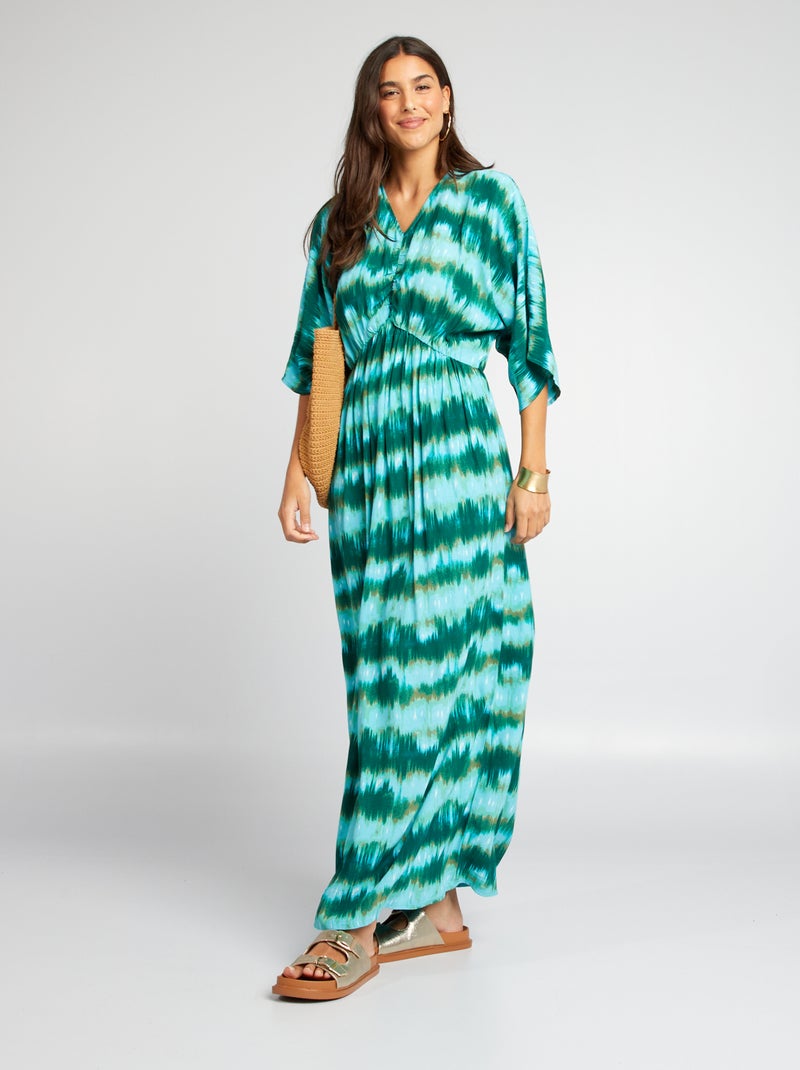Vestido comprido de praia tipo tie and dye VERDE - Kiabi
