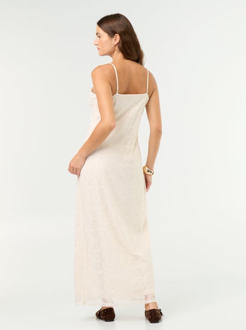 Vestido comprido de renda com alças finas - Kiabi Vestido comprido de renda com alças finas - Kiabi