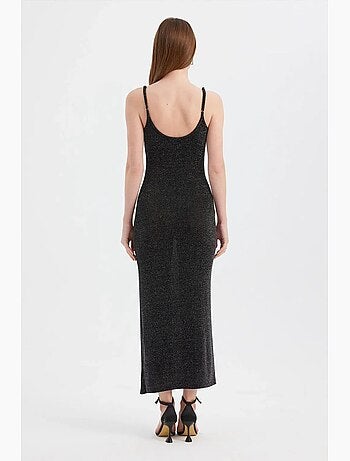 Vestido comprido de tecido liso com alças finas hiccup