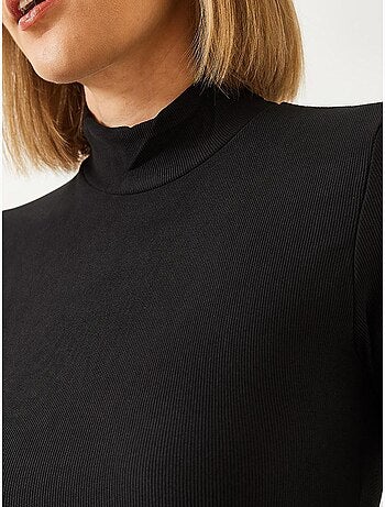 Vestido comprido de tecido otomano com gola alta lucci
