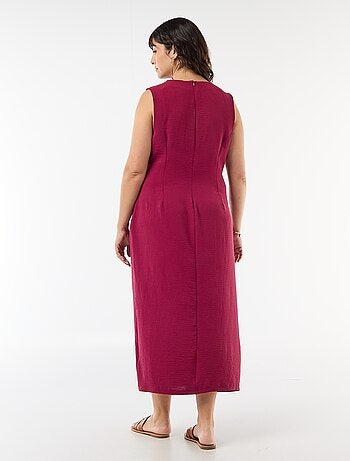 Vestido comprido drapeado com bijuteria