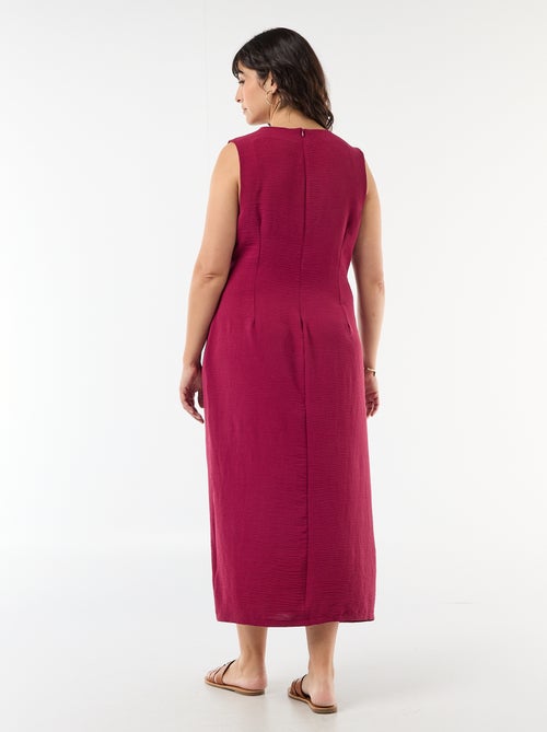 Vestido comprido drapeado com bijuteria - Kiabi