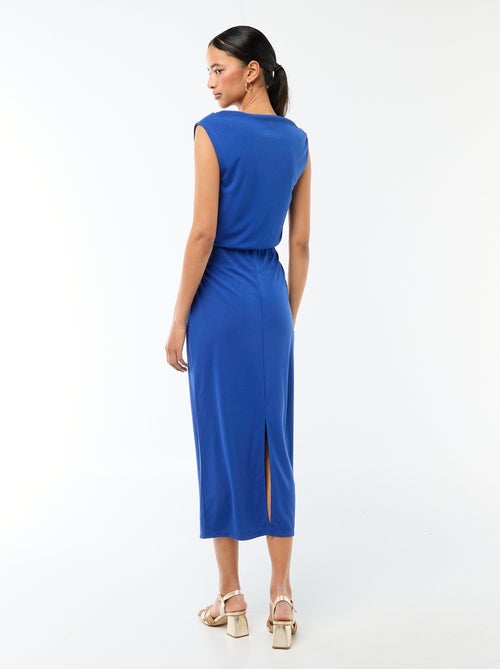 Vestido comprido drapeado com gola cowl - Kiabi