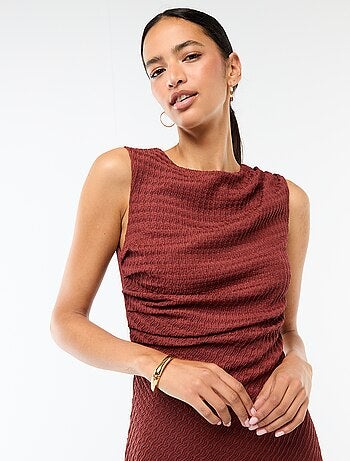 Vestido comprido drapeado e texturizado