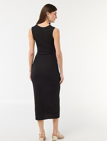 Vestido comprido drapeado e texturizado